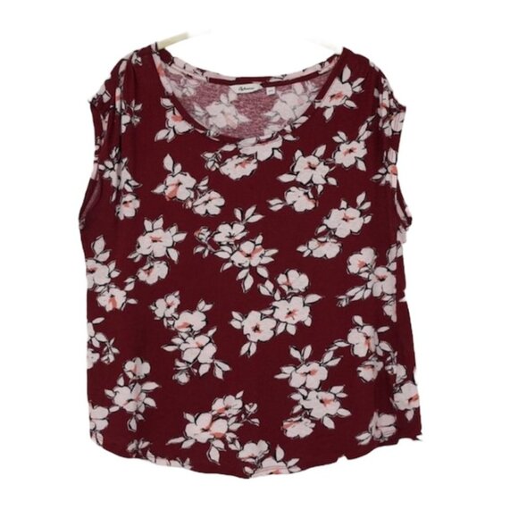 Reitmans red white floral scoop neck tee shirt Medium - Picture 1 of 12